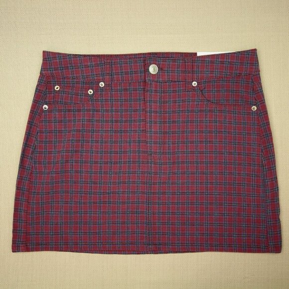 American Eagle Outfitters Dresses & Skirts - American Eagle Hi Rise Mini Skirt Women's Sz 10 Raisin Red Plaid Next Level NWT